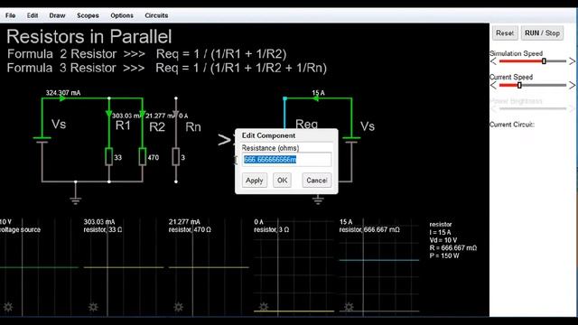 Resistors in PARALLEL - Omh's law formula - Electronic simulator смотреть онлайн