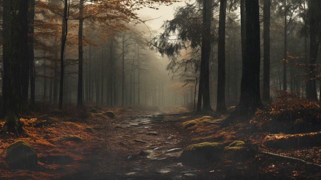 🌧️ Misty Autumn Forest Ambience 🍂   Rain Sounds For Sleep, Study, Relax, Focus