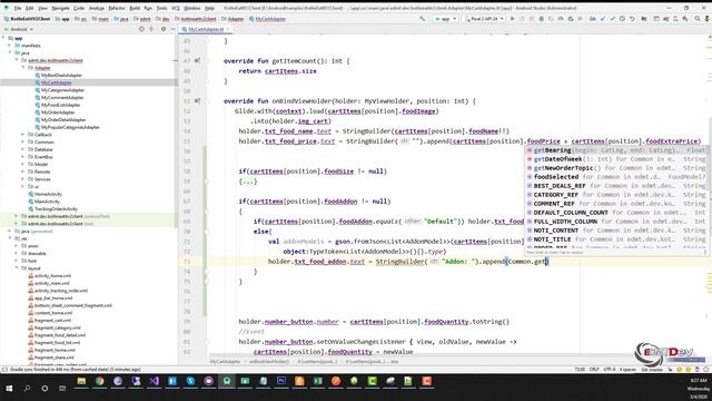 Kotlin Android Tutorial - New Eat It part 70 Client app Display Size and Addon in Car смотреть онлайн