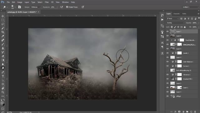 Photoshop CC 2015.5 Tutorial : Photo Manipulation - Abandoned House смотреть онлайн