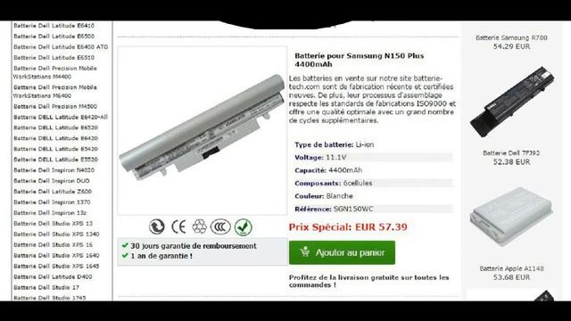 Batterie Pc Portable Samsung N150 Plus