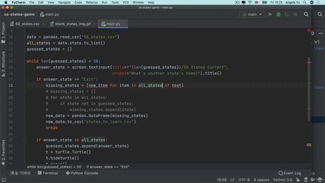 Apply List Comprehension to the U.S. States Game | 100 Days of Code: Complete Python Pro Bootcamp смотреть онлайн
