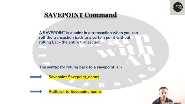 Mysql Commit, Savepoint, Rollback Command | SQL Select Query Tutorial | SQL playlist | Learn with A смотреть онлайн