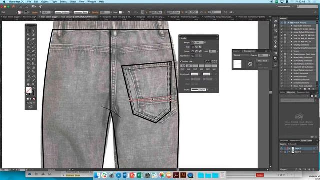 Technical flat drawing for fashion: - Drawing Denim Trousers PART 3 смотреть онлайн