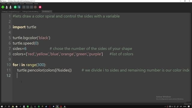 Python Turtle Tutorials 6 # Color Spiral смотреть онлайн