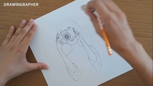 Easy Way to Draw a Girl is holding the camera - Pencil sketch - How to draw a girl taking a photo смотреть онлайн