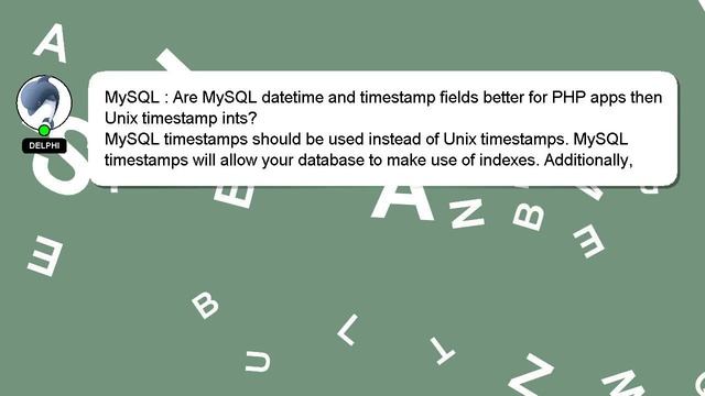 MySQL : Are MySQL datetime and timestamp fields better for PHP apps then Unix timestamp ints? смотреть онлайн
