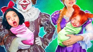Bad Princess vs Good Princess! Mixed up the daughters of a scary clown and a Disney princess!