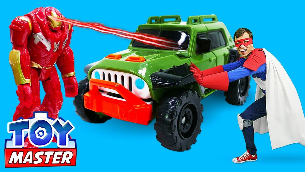 Машинки Трансформеры и супергерои - Железный Человек в шоу Той Мастер! - Лучшие видео игры битвы смотреть онлайн