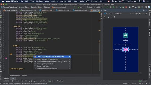 11. Logout user using Firebase Auth in Android Studio смотреть онлайн