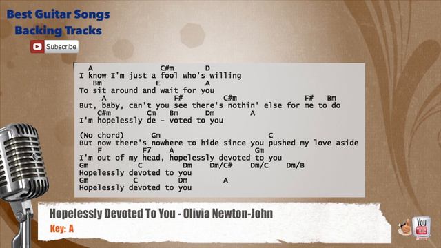 🎙 Hopelessly Devoted To You - Olivia Newton-John Vocal Backing Track with chords and lyrics смотреть онлайн