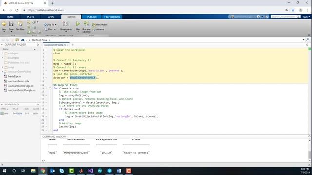 Detect People with Raspberry Pi and MATLAB Online смотреть онлайн