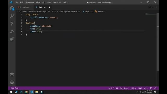 How to Create Scroll to top button in 2021 | Back to top button Using Only HTML CSS & JavaScript смотреть онлайн