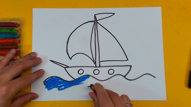 Как нарисовать КОРАБЛЬ / урок рисования для детей смотреть онлайн