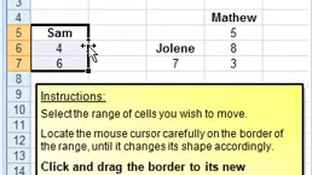 MS Excel Training Module 3 Editing Cells - Lesson 2 move mouse смотреть онлайн