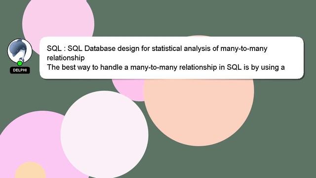 SQL : SQL Database design for statistical analysis of many-to-many relationship смотреть онлайн