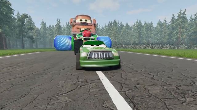 Giant Minecraft Creeper & Enderman & Pig Pit Vs McQueen And Big & Small PIXAR CARS! BeamNG.Drive смотреть онлайн