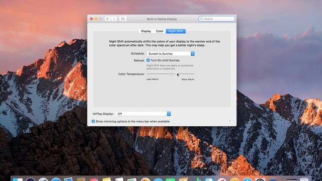 How To Turn On Night Shift In MacOS Sierra On A MacBook Pro
