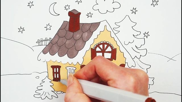 Как нарисовать зимний домик Рисунки для детей смотреть онлайн
