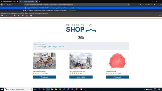 SQL injection vulnerability in WHERE clause allowing retrieval of hidden data (Video solution) смотреть онлайн