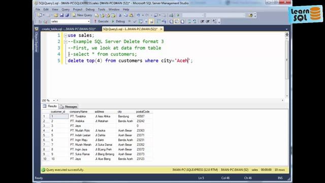 SQL Delete смотреть онлайн