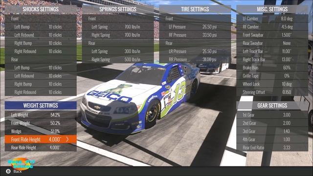 Nascar Heat Evolution - Setup Tweaks - Shocks and Ride Height смотреть онлайн