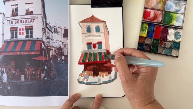 EASY Loose Urban Sketching: Gouache & Pen - Paris Café