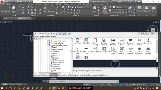 How to Insert Furniture Block in Autocad- Furniture 2D Block in Autocad Tutorial смотреть онлайн