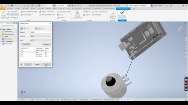 Autodesk Inventor Electrical Wires Connection and organization tutorial