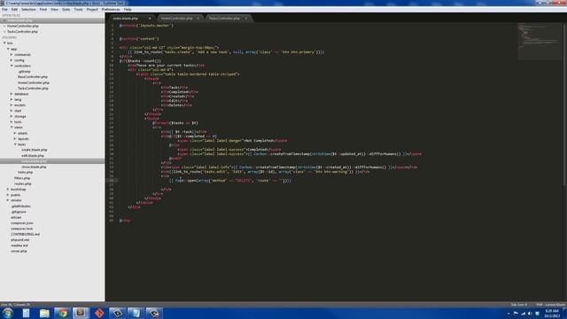 Laravel 4 Tasks App: The Index Page Pt 2 смотреть онлайн