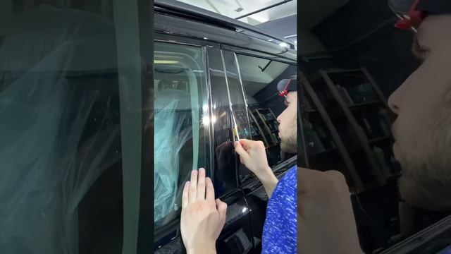 Mercedes GLS. Оклейка глянцевых стоек. смотреть онлайн