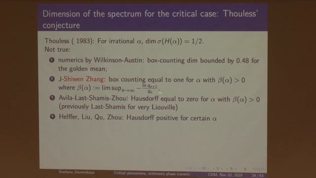 Svetlana Jitomirskaya: Critical phenomena, arithmetic phase transitions, and universality I смотреть онлайн