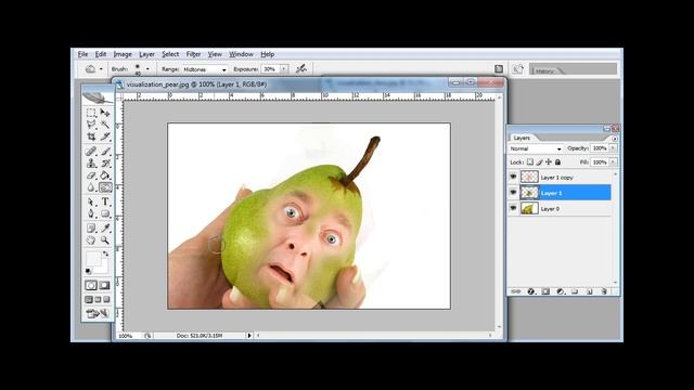 Фотошоп коллаж - Фрукт с человеческим лицом смотреть онлайн