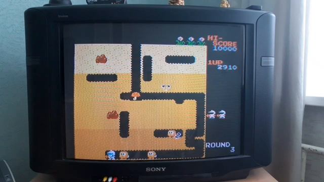 Обзор на игру Dig Dug Денди. Роем туннели под землёй и уничтожаем монстров