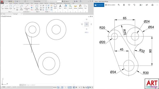 สอนเขียนแบบ AutoCAD Mechanical 2D Sketch Exercise 02 смотреть онлайн