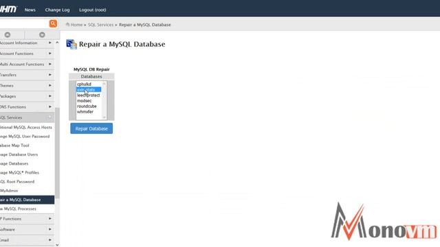 How to repair a MySQL database in WHM смотреть онлайн