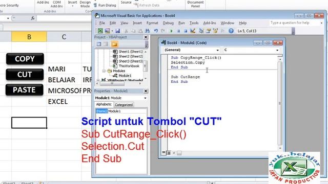 TUTORIAL CARA MEMBUAT TOMBOL COPY, CUT, DAN PASTE DENGAN MACRO VBA EXCEL смотреть онлайн
