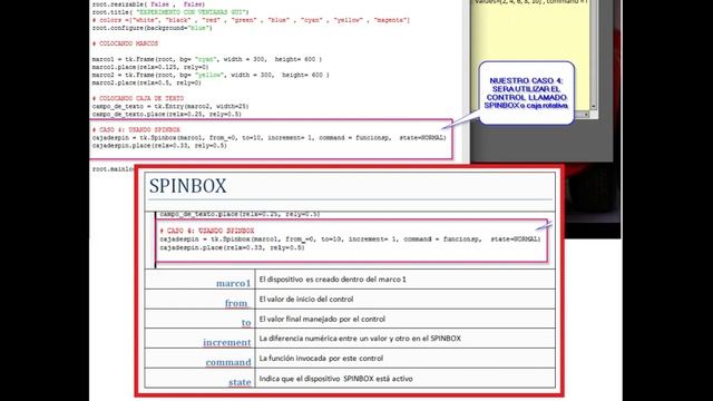 TKINTER (python) ejercicio 1 parte H: usando el widget SPINBOX o caja rotativa смотреть онлайн