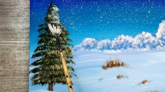 Winter Night Painting / Acrylic Painting For Beginners