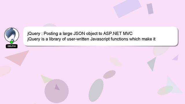 jQuery : Posting a large JSON object to ASP.NET MVC смотреть онлайн