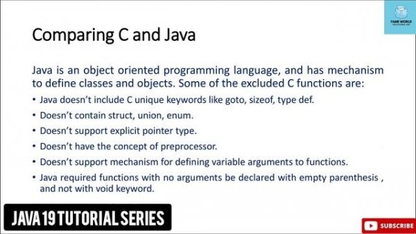 #2 - Java 19 Series | Comparing C and Java @FAMEWORLDEDUCATIONALHUB