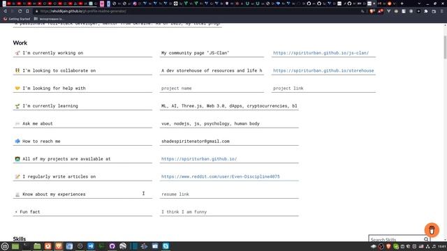 Фіча типу портфоліо на ГітХабі на головній: GitHub Profile README Generator смотреть онлайн
