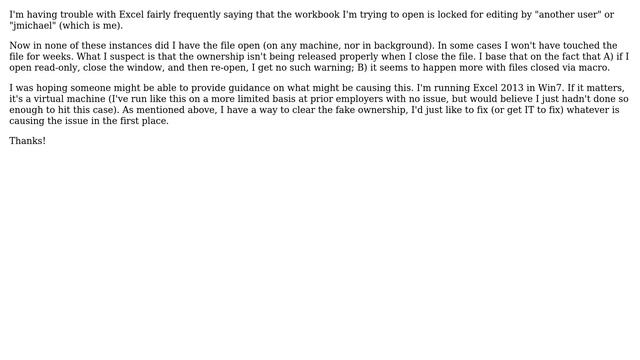 Excel workbook locked for editing by me? смотреть онлайн