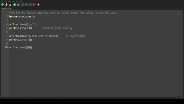 Python Numpy Module 17 # numpy.sort() смотреть онлайн