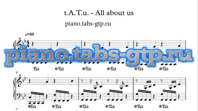 t.A.T.u. - All About Us - Ноты для Фортепиано смотреть онлайн