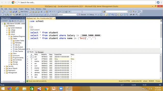 BETWEEN and IN operator in sql server смотреть онлайн