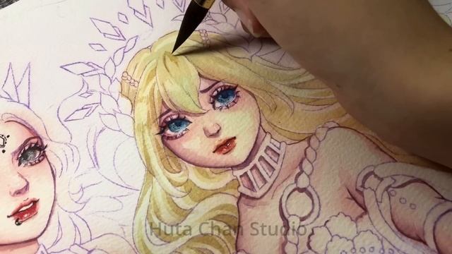 Drawing Couple of Black and White Swan Goddess | Huta Chan Studio смотреть онлайн