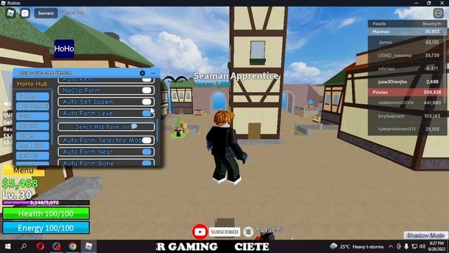 Roblox HoHo Hub Bloxfruit Script By Cieter Gaming