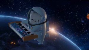 котик играет песню про космос на синтезаторе