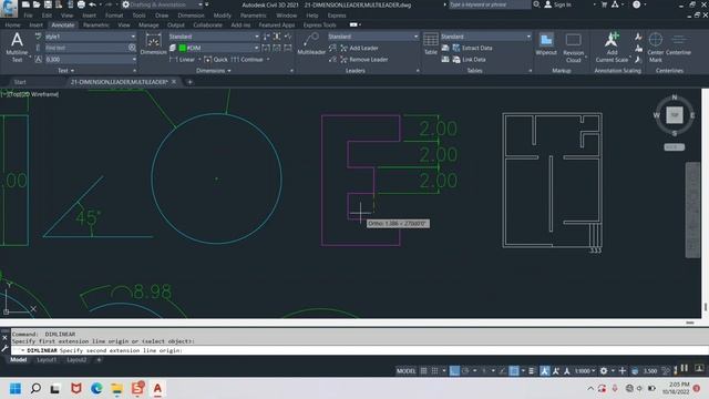 DIMENSION,LEADER & MULTILEADER COMMAND WITH DETAILS (AUTOCAD FOR BEGINNERS)LESSON-21 смотреть онлайн